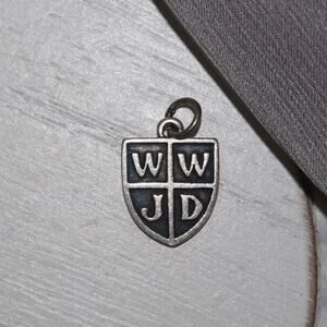 Retired James Avery 925 WWJD Shield Charm 2.9G / 0.8in